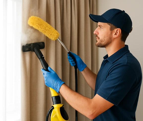 Trusted blind cleaning technician Matty Curtain Cleaning guanaba QLD