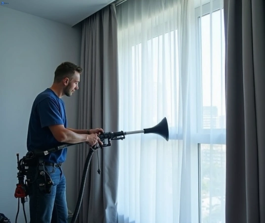 Professional commercial curtain cleaning process equipment Matty Curtain Cleaning guanaba